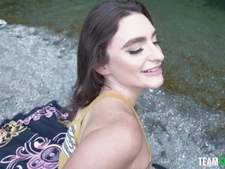 kinky brunette sucks me off by the river